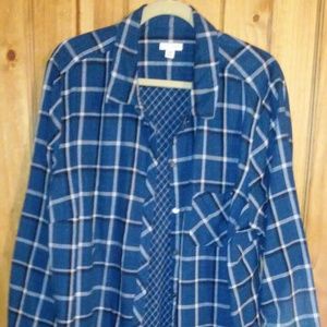 J Jill blue plaid button down tunic 3X